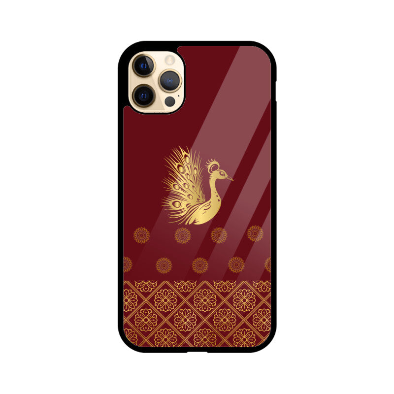 Royal India Art Gold and Maroon Peacock Phone Case