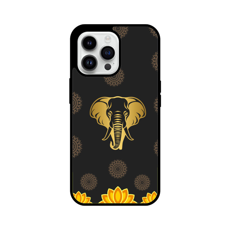 ROYAL INDIA ART Elephant and Lotus in Black Phone Case