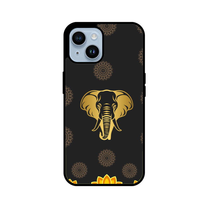 ROYAL INDIA ART Elephant and Lotus in Black Phone Case