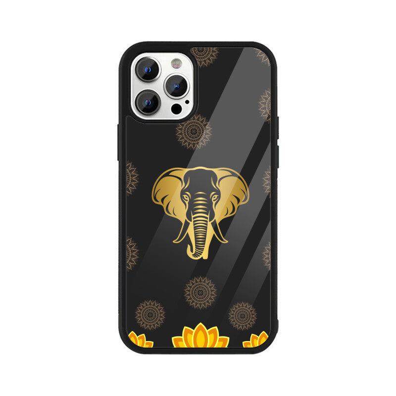 ROYAL INDIA ART Elephant and Lotus in Black Phone Case
