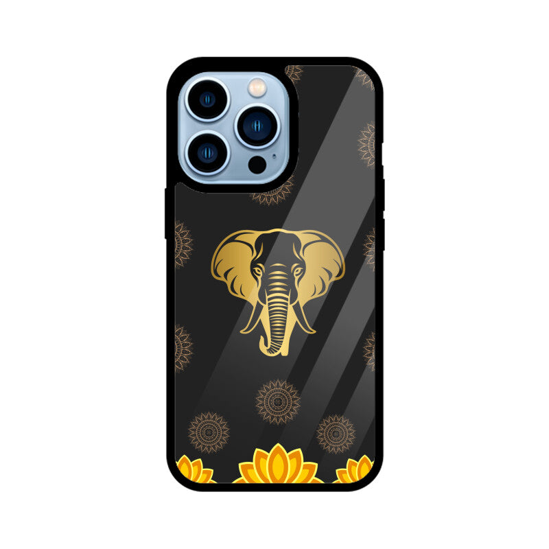 ROYAL INDIA ART Elephant and Lotus in Black Phone Case