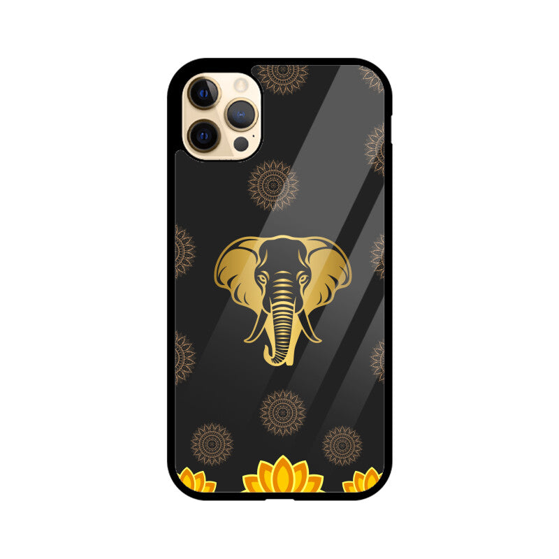 ROYAL INDIA ART Elephant and Lotus in Black Phone Case