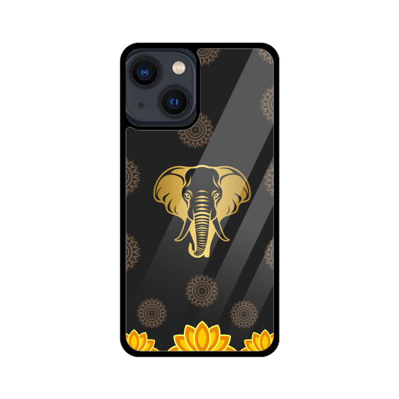 ROYAL INDIA ART Elephant and Lotus in Black Phone Case