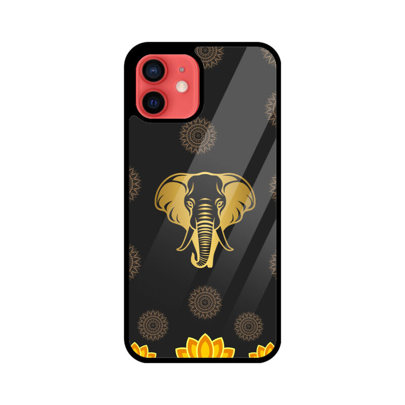 ROYAL INDIA ART Elephant and Lotus in Black Phone Case