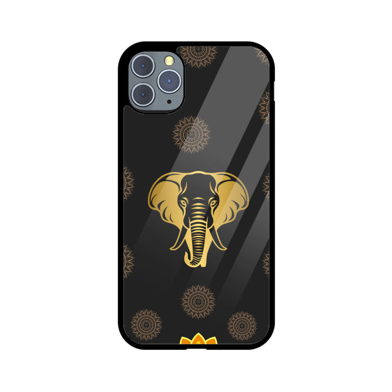ROYAL INDIA ART Elephant and Lotus in Black Phone Case