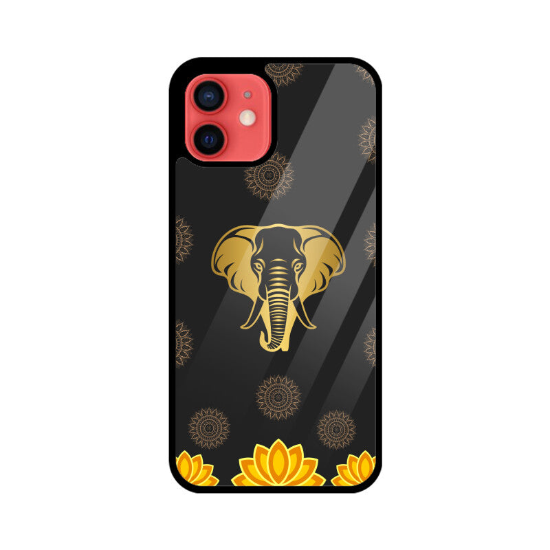 ROYAL INDIA ART Elephant and Lotus in Black Phone Case
