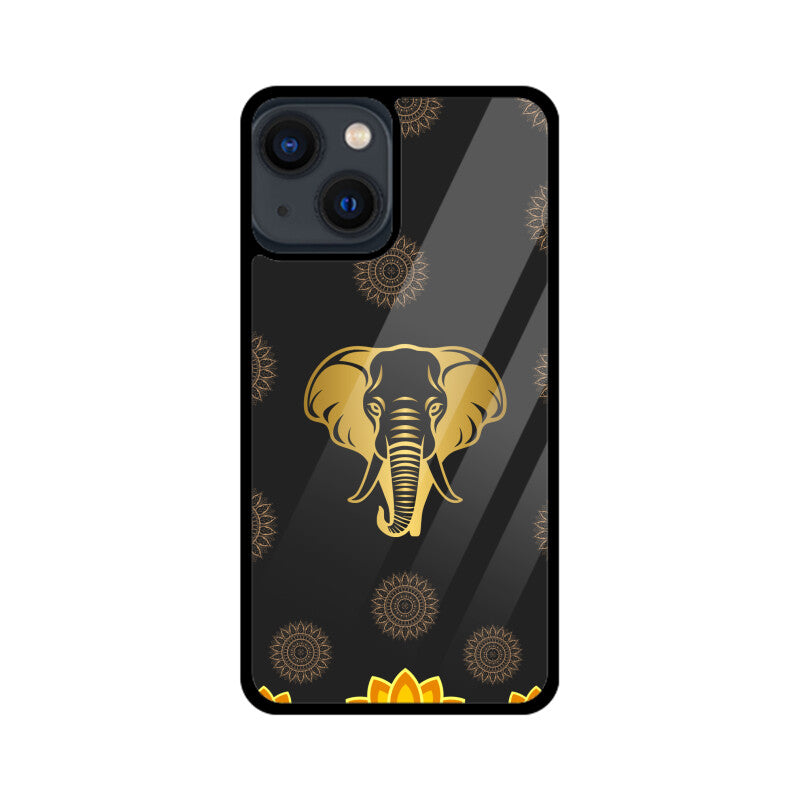 ROYAL INDIA ART Elephant and Lotus in Black Phone Case