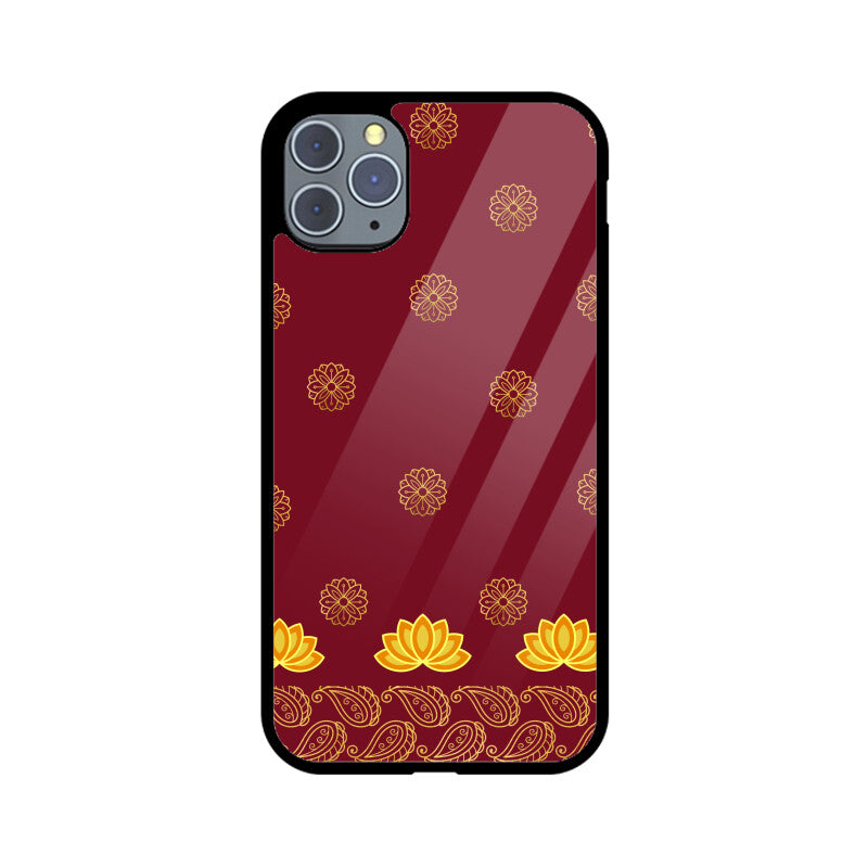 Royal India Art Maroon and Gold Lotus and Paisley Phone Case