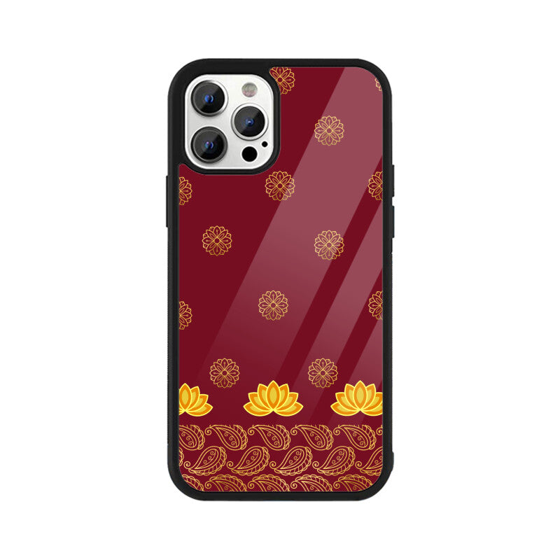 Royal India Art Maroon and Gold Lotus and Paisley Phone Case