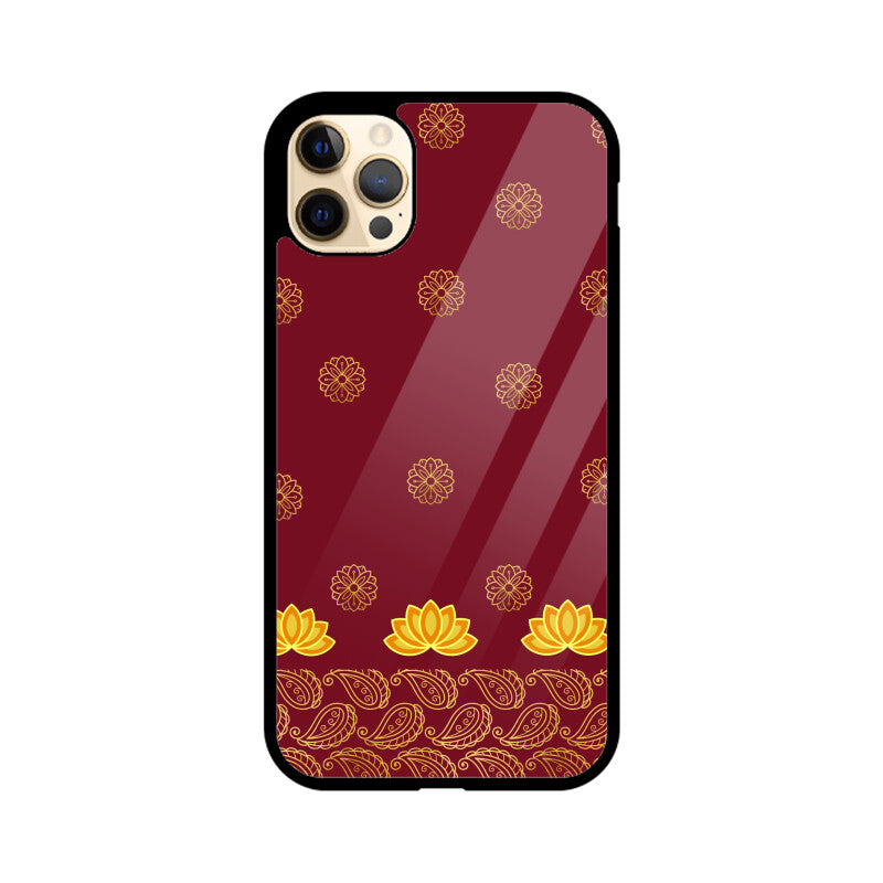 Royal India Art Maroon and Gold Lotus and Paisley Phone Case