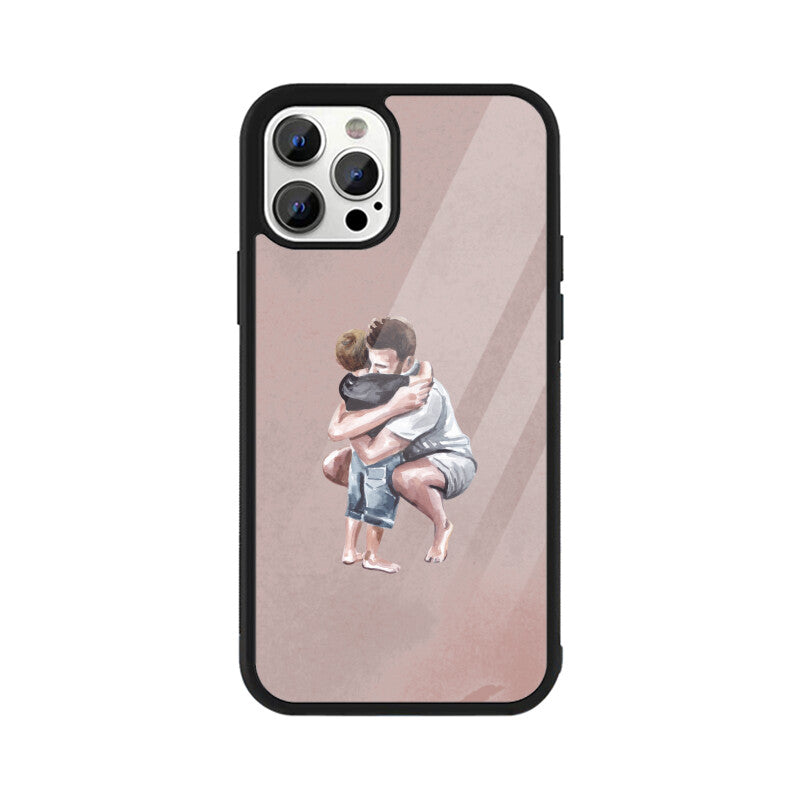 Light Brown Colorful Soft Watercolor Texture Background Dad and Son Phone Case