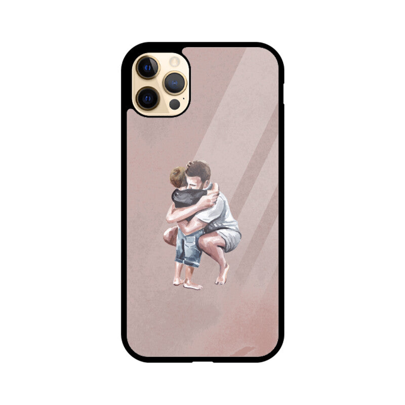 Light Brown Colorful Soft Watercolor Texture Background Dad and Son Phone Case