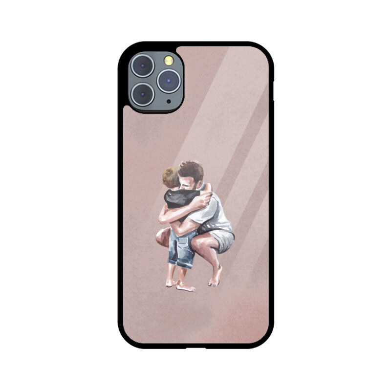 Light Brown Colorful Soft Watercolor Texture Background Dad and Son Phone Case