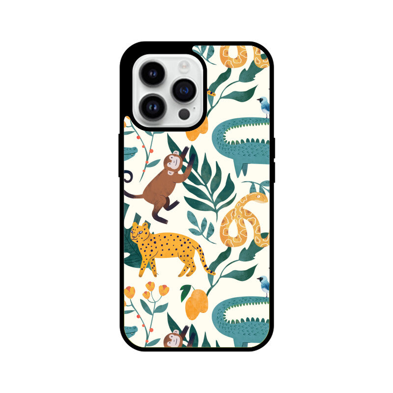 Green and Orange Animals Pattern Seamless Background Phone Case
