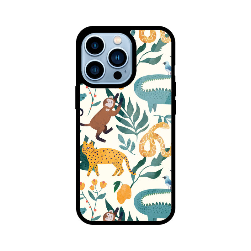Green and Orange Animals Pattern Seamless Background Phone Case