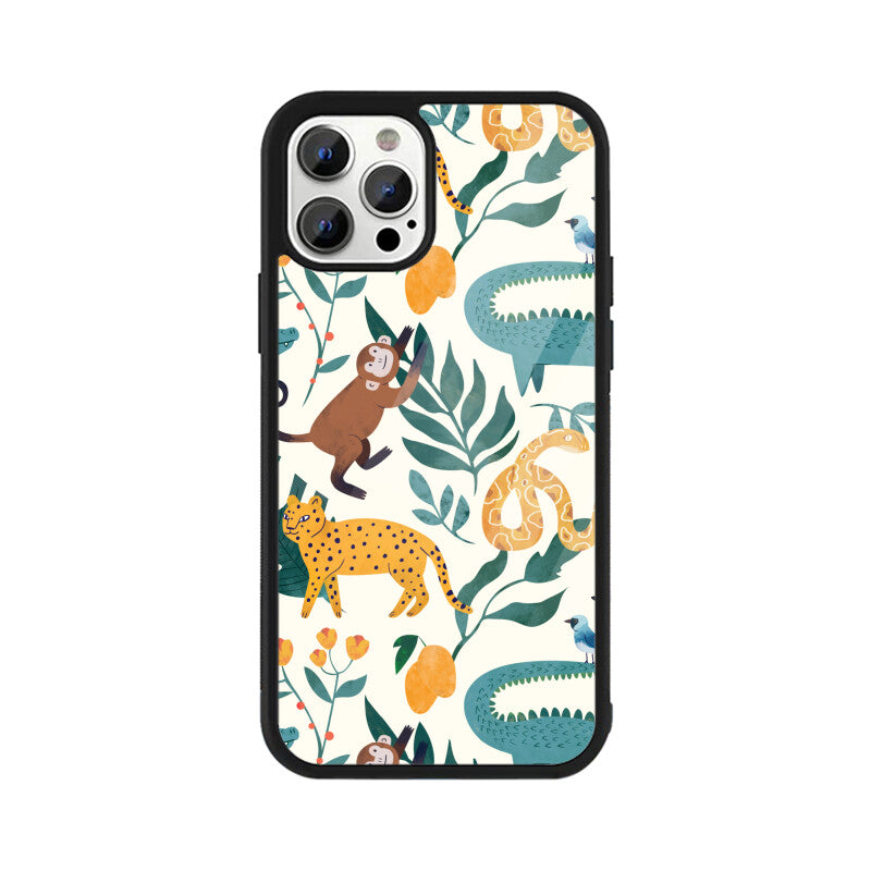 Green and Orange Animals Pattern Seamless Background Phone Case