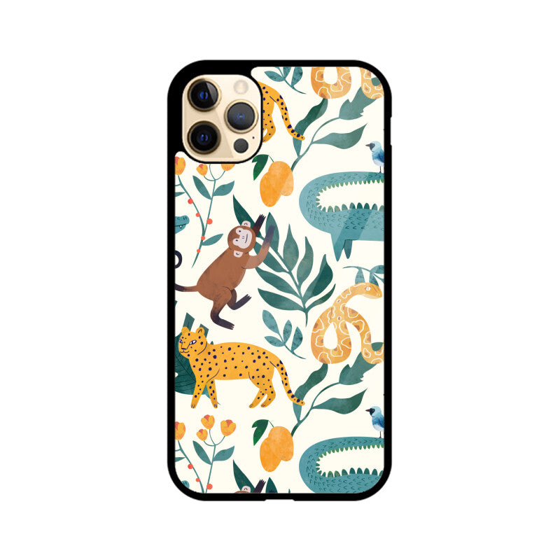 Green and Orange Animals Pattern Seamless Background Phone Case