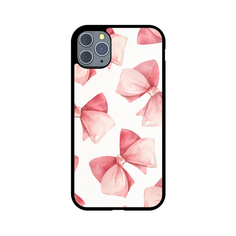 Pastel Pink Ivory Watercolor Bow Coquette Aesthetic Phone Case