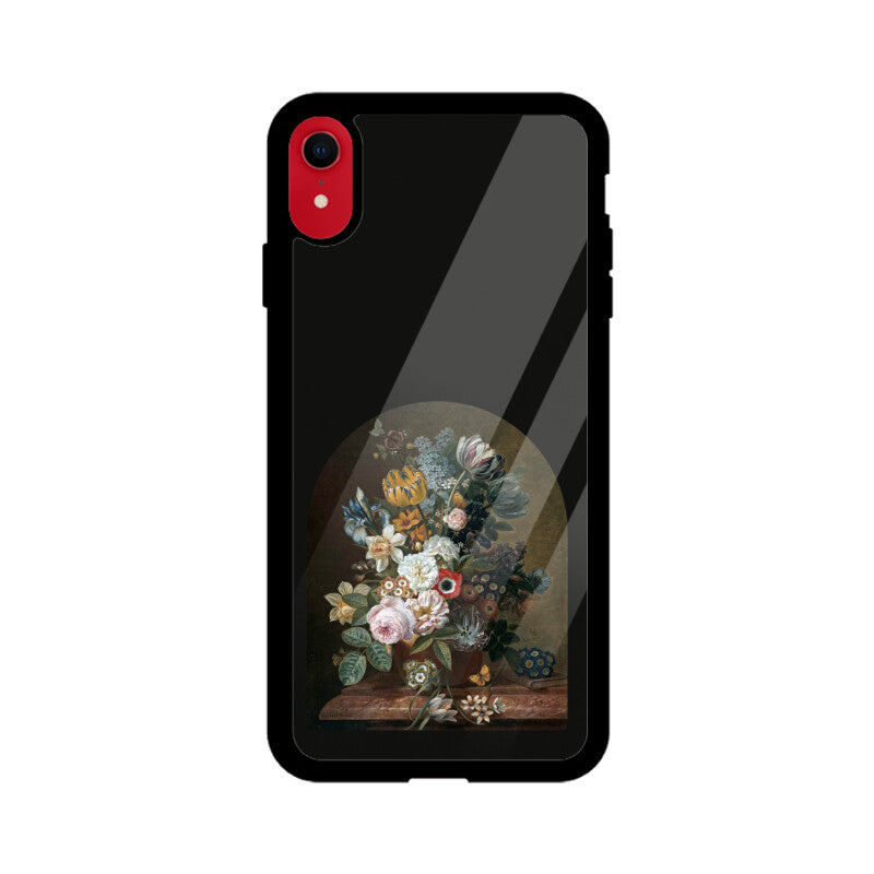 Black and Yellow Framed Still Life Flowers Painting Phone Case