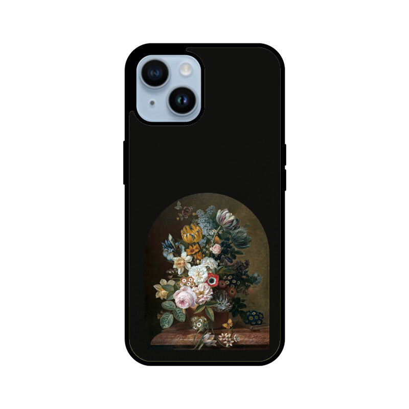 Black and Yellow Framed Still Life Flowers Painting Phone Case