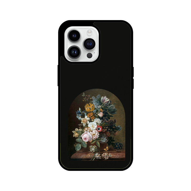 Black and Yellow Framed Still Life Flowers Painting Phone Case