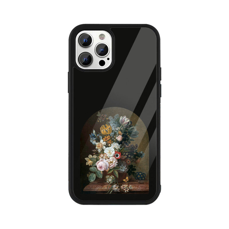 Black and Yellow Framed Still Life Flowers Painting Phone Case