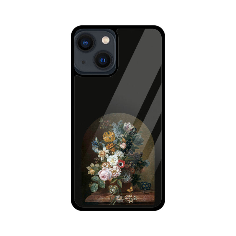 Black and Yellow Framed Still Life Flowers Painting Phone Case
