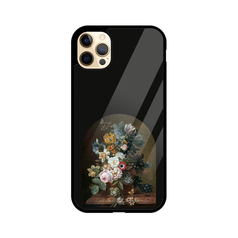 Black and Yellow Framed Still Life Flowers Painting Phone Case