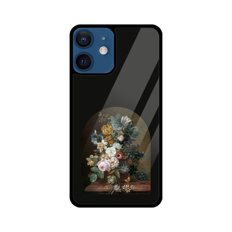 Black and Yellow Framed Still Life Flowers Painting Phone Case