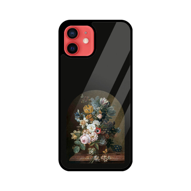 Black and Yellow Framed Still Life Flowers Painting Phone Case