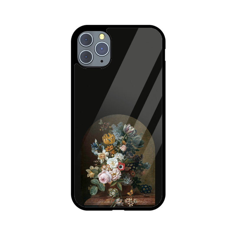 Black and Yellow Framed Still Life Flowers Painting Phone Case
