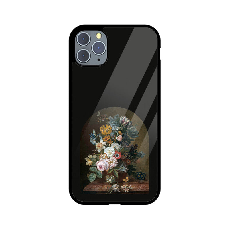 Black and Yellow Framed Still Life Flowers Painting Phone Case
