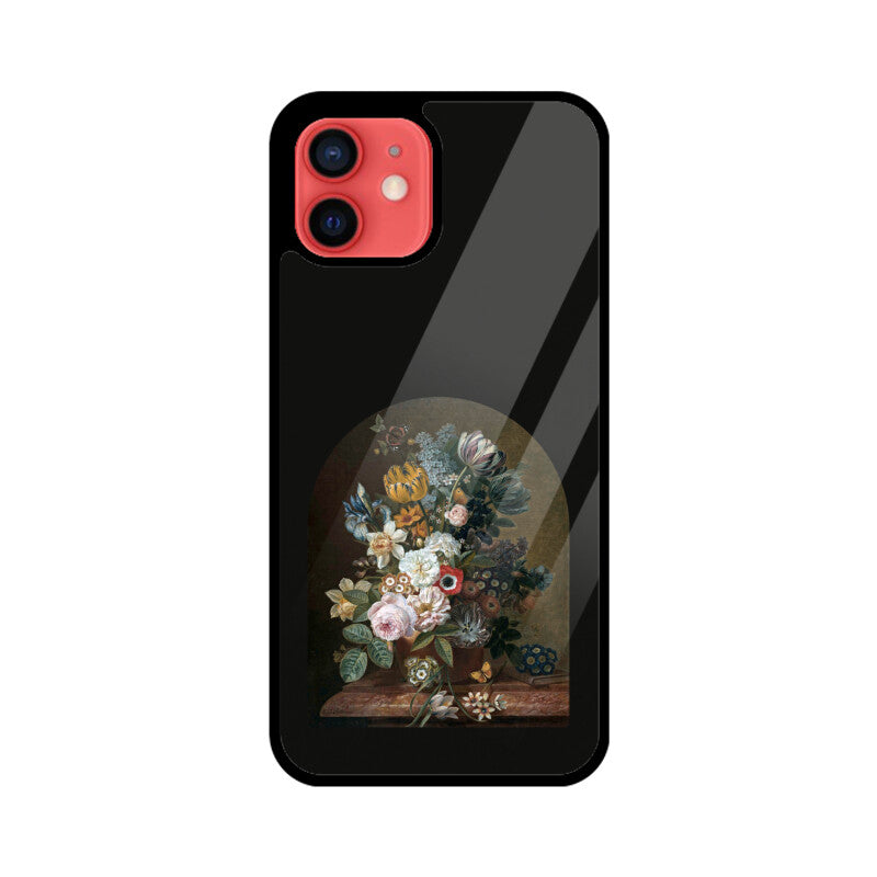 Black and Yellow Framed Still Life Flowers Painting Phone Case