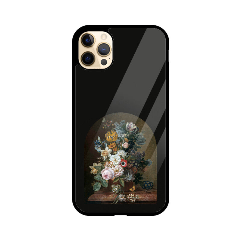 Black and Yellow Framed Still Life Flowers Painting Phone Case