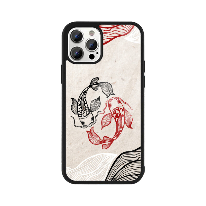 Red Black Japanese Wavy Carp Koi Fish Phone Case
