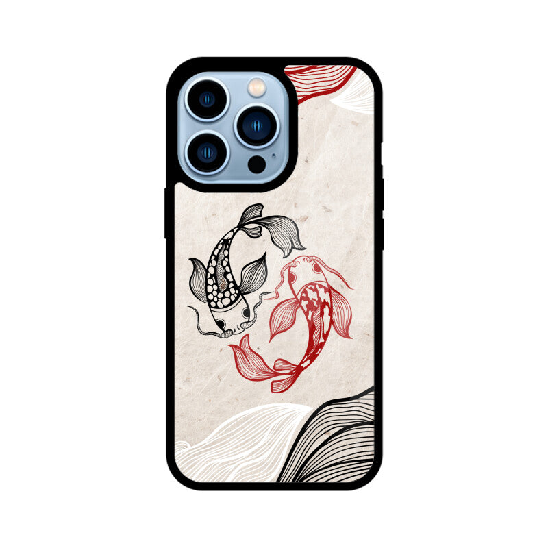 Red Black Japanese Wavy Carp Koi Fish Phone Case