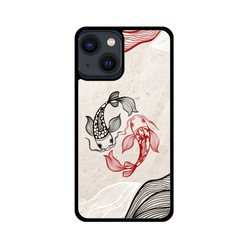 Red Black Japanese Wavy Carp Koi Fish Phone Case