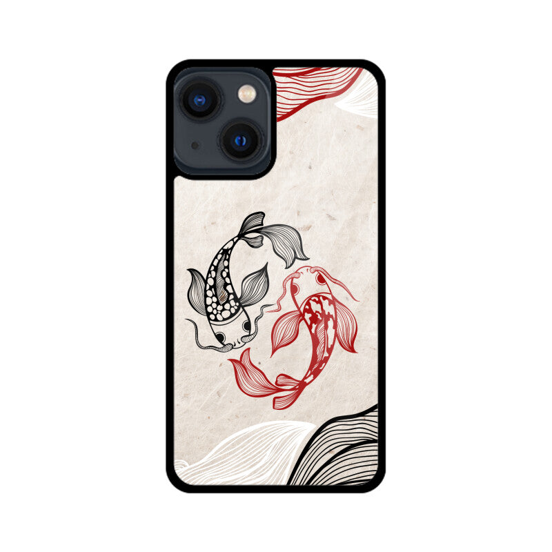 Red Black Japanese Wavy Carp Koi Fish Phone Case