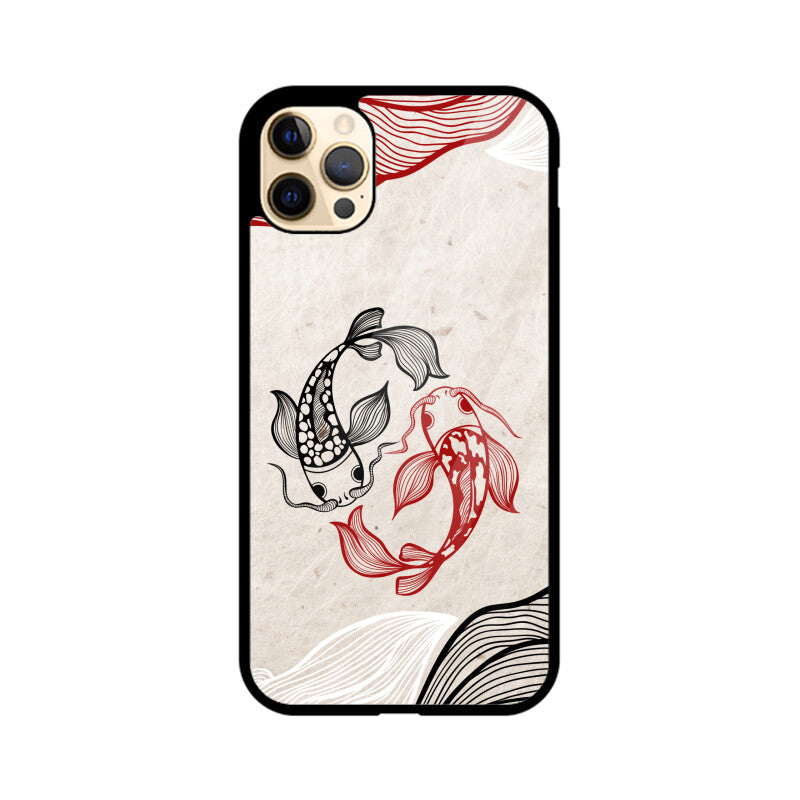 Red Black Japanese Wavy Carp Koi Fish Phone Case