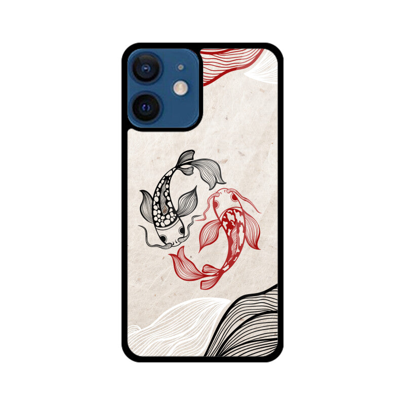 Red Black Japanese Wavy Carp Koi Fish Phone Case