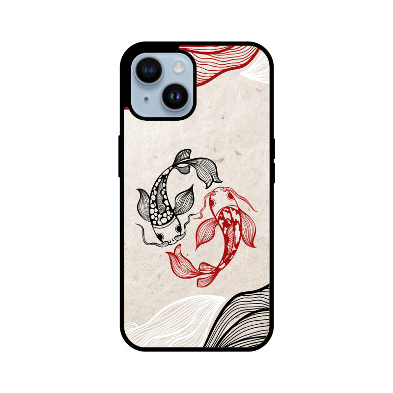 Red Black Japanese Wavy Carp Koi Fish Phone Case