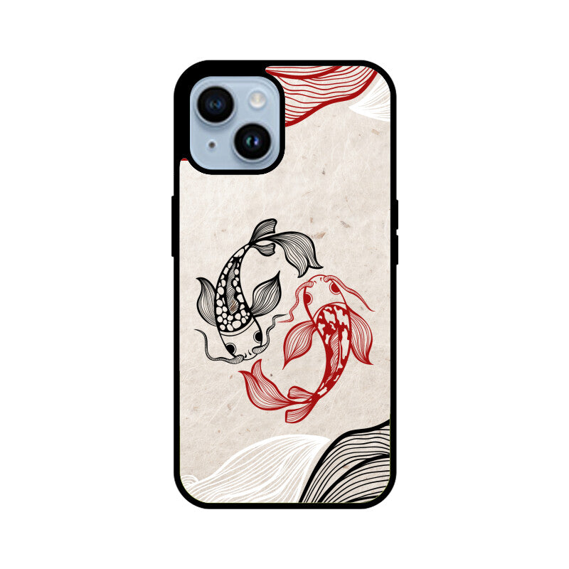 Red Black Japanese Wavy Carp Koi Fish Phone Case