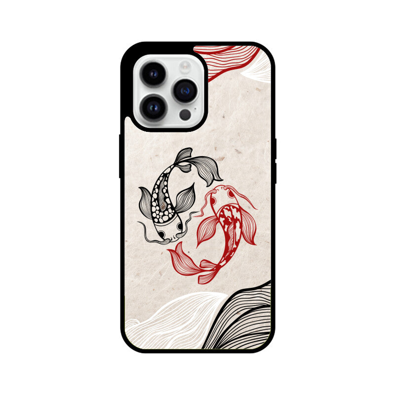 Red Black Japanese Wavy Carp Koi Fish Phone Case