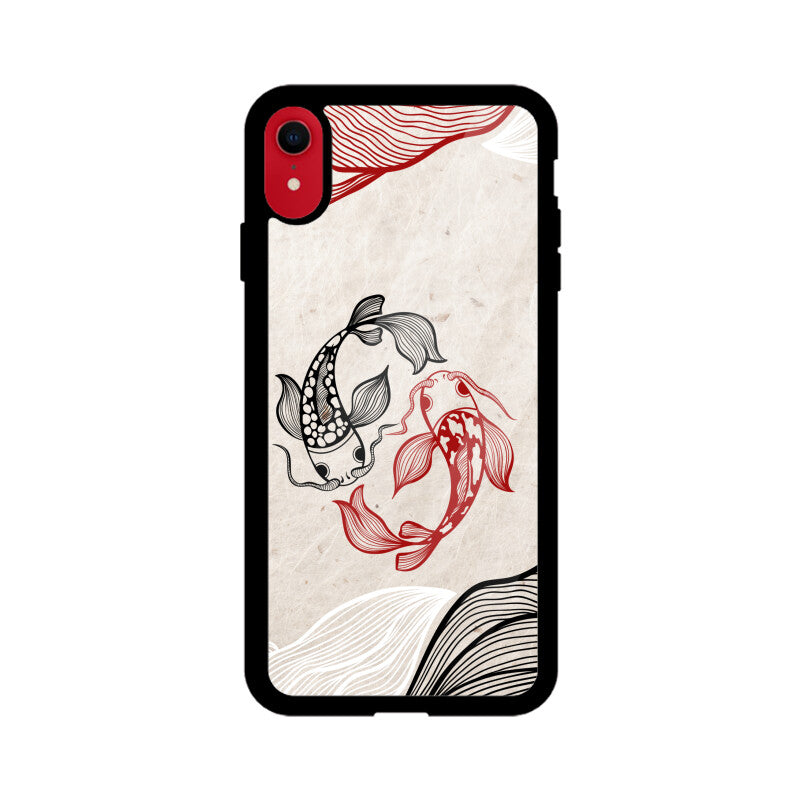 Red Black Japanese Wavy Carp Koi Fish Phone Case