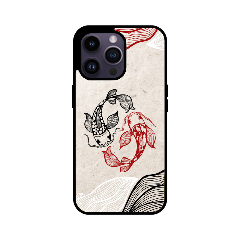 Red Black Japanese Wavy Carp Koi Fish Phone Case