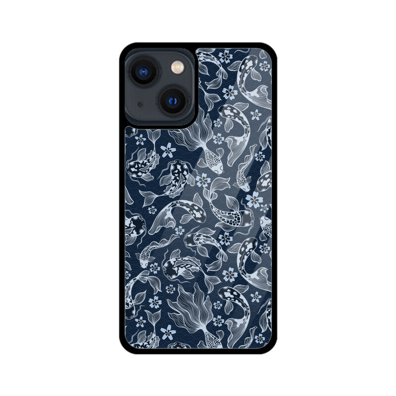 Blue Japanese Carp Koi Fish Detailed Seamless Pattern Phone Case