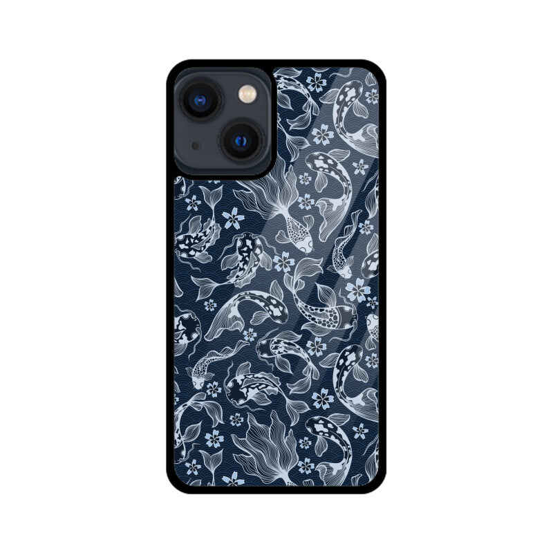 Blue Japanese Carp Koi Fish Detailed Seamless Pattern Phone Case