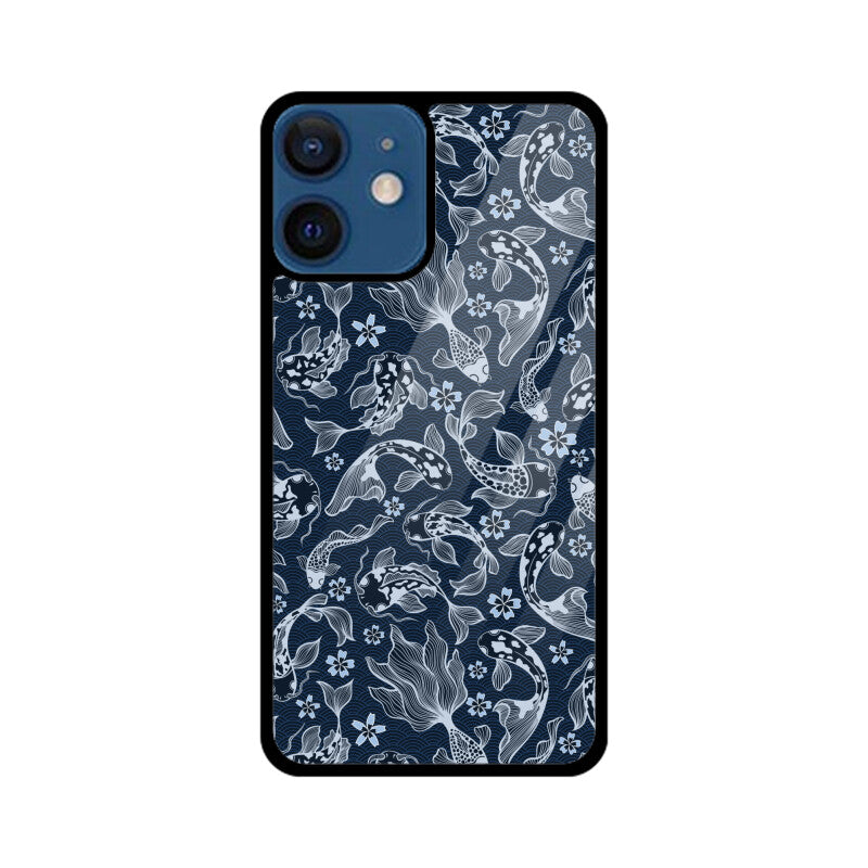 Blue Japanese Carp Koi Fish Detailed Seamless Pattern Phone Case