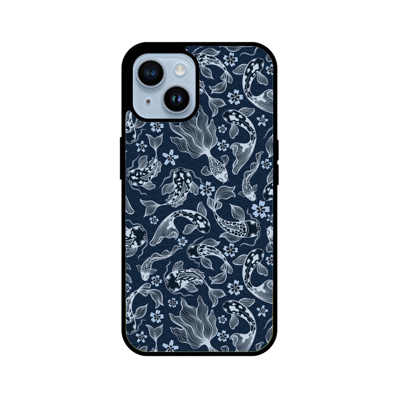 Blue Japanese Carp Koi Fish Detailed Seamless Pattern Phone Case