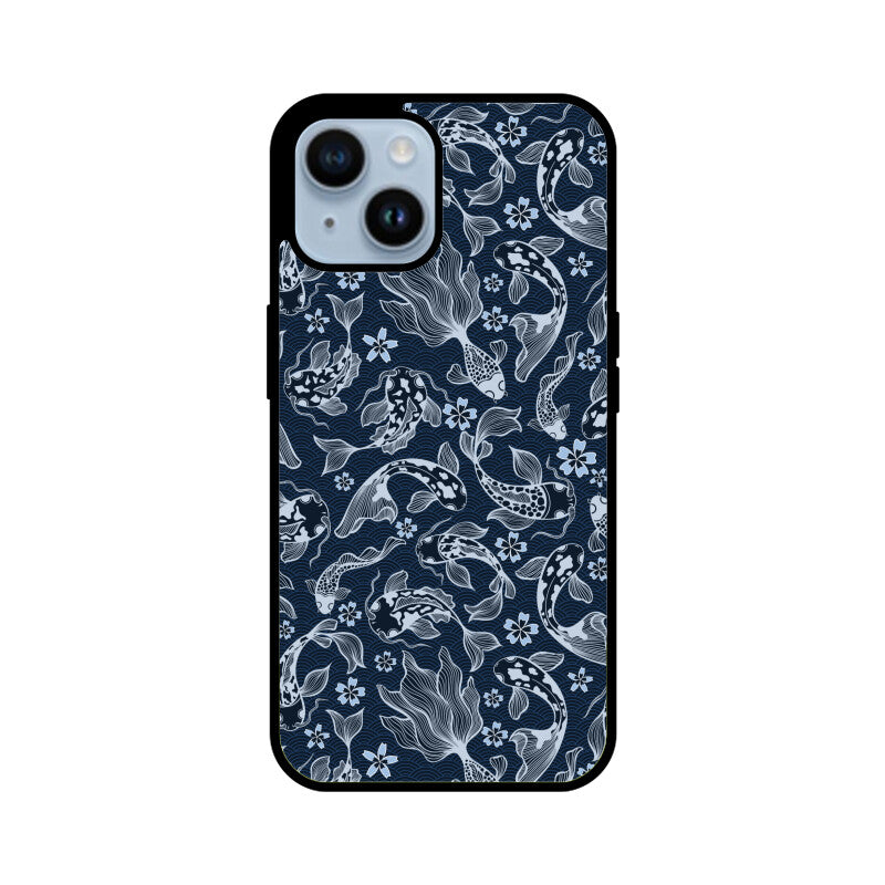 Blue Japanese Carp Koi Fish Detailed Seamless Pattern Phone Case